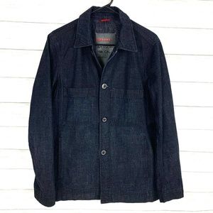 Prada Men’s Raw Work Utility Navy Denim Jacket